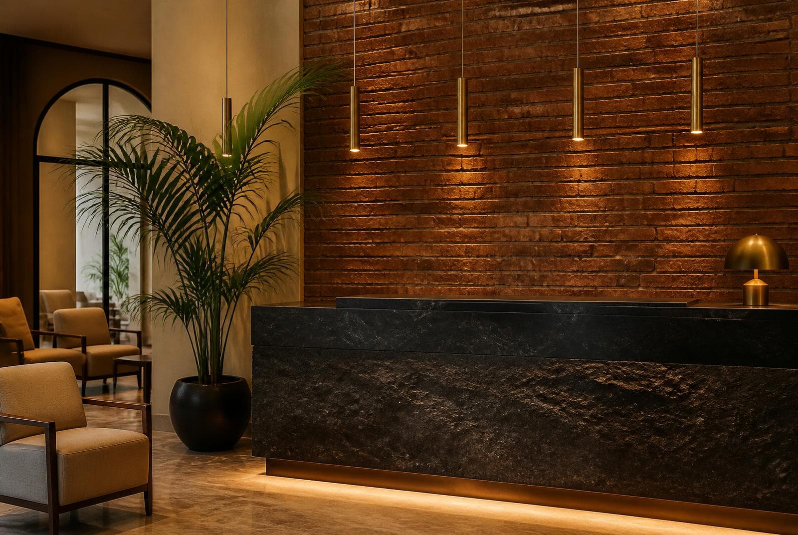 Reception area at Hotel Brick and Basalt Udaipur