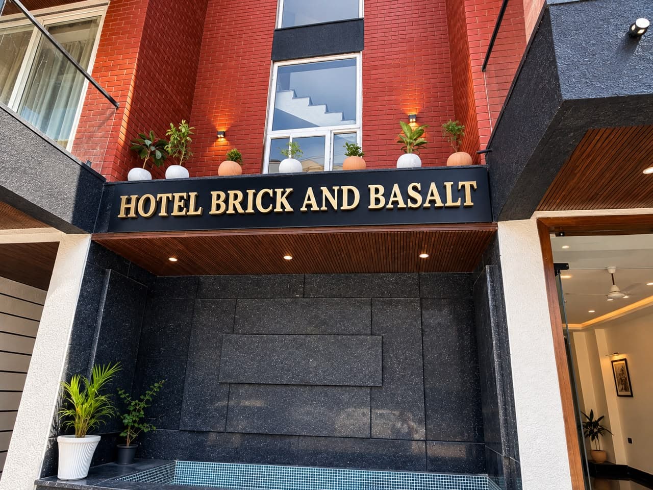 Exterior of Hotel Brick and Basalt in Udaipur